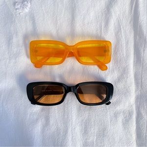 Black & Orange Rectangle Sunglasses